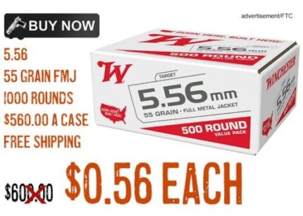 Winchester USA 5.56 Ammo 55 Grain 200-Rounds FMJ – .56