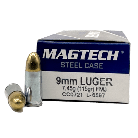 Magtech Steel Case 9mm 115 Grain 50-Rounds FMJ - 9mm