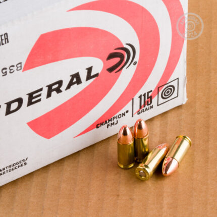 Federal Champion 9mm 115-Grain 500-Rounds FMJ – 9mm